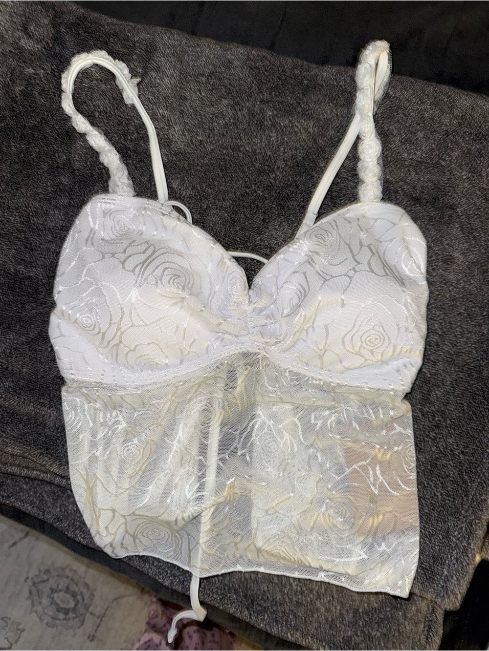 White Rose Mesh Bikini Top - Women Swim Bikini
